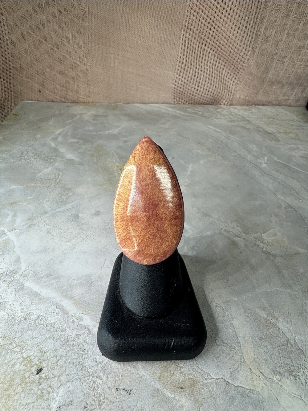 Rose gold shimmer Teardrop Statement Ring